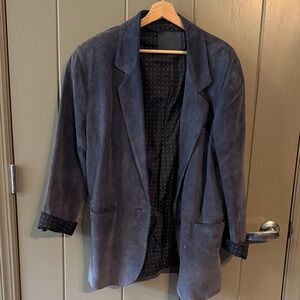 Hunt Club 90s vintage suede blazer with lining slate blue, excellent con
